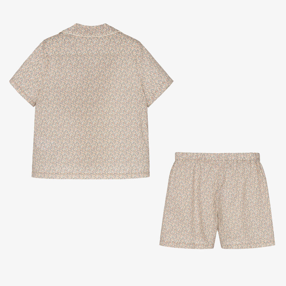 Bonpoint-بيجاما شورت قطن لون زهري وأزرق للبنات | Childrensalon Outlet
