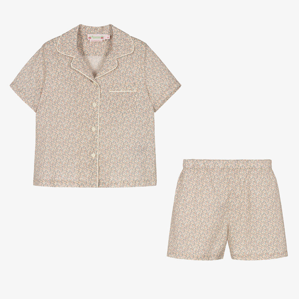 Bonpoint-بيجاما شورت قطن لون زهري وأزرق للبنات | Childrensalon Outlet