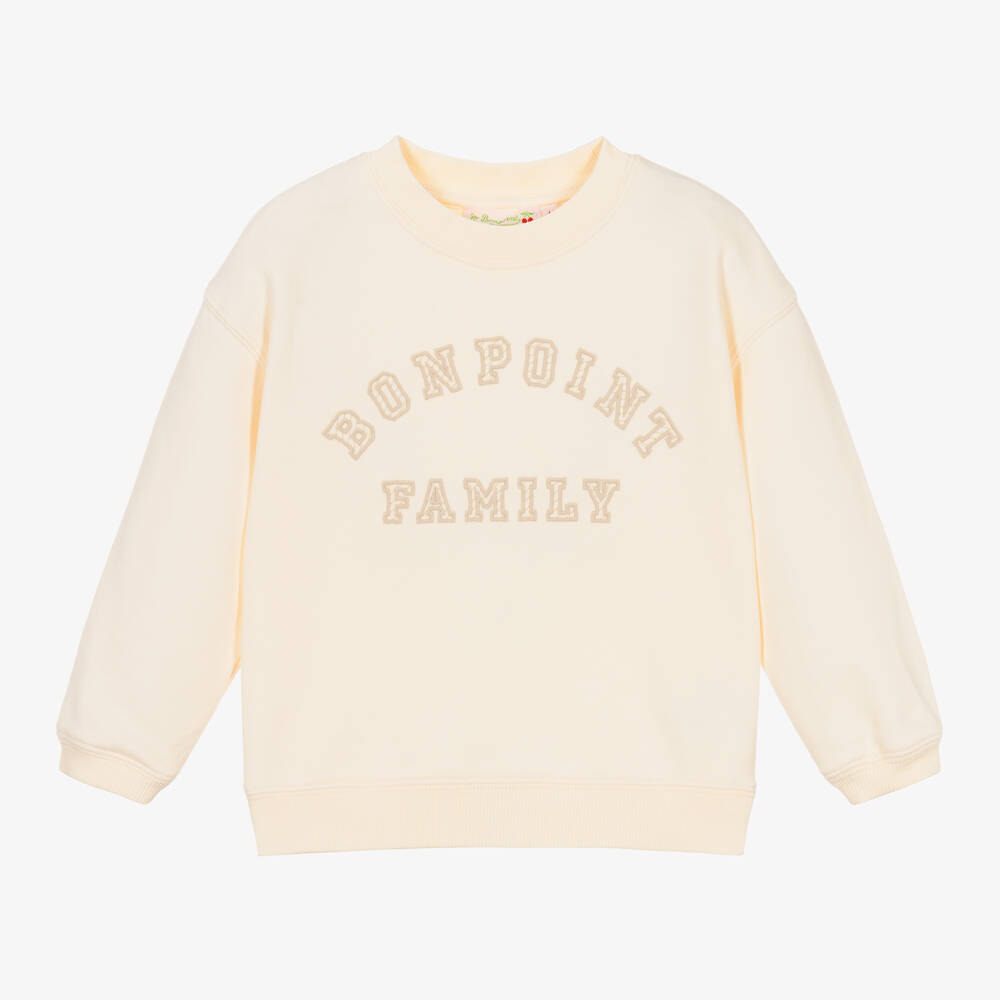 Bonpoint - Girls Pink Cotton Sweatshirt | Childrensalon