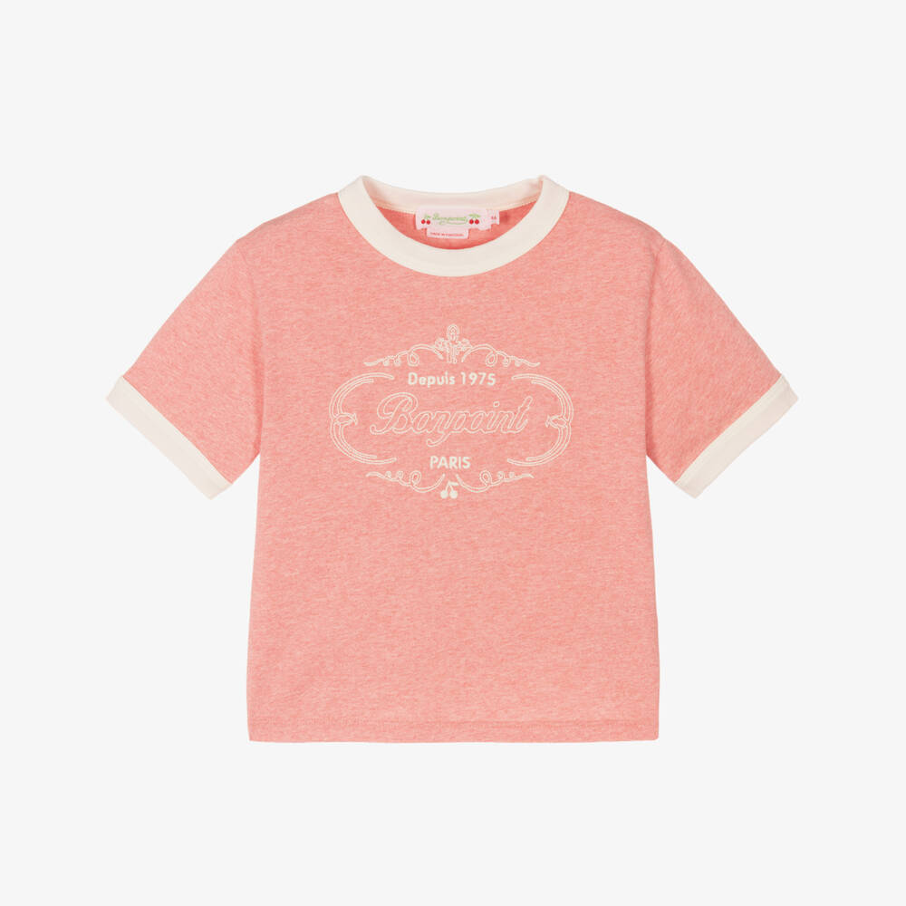 Bonpoint-Girls Pink Embroidered Cotton Top | Childrensalon Outlet