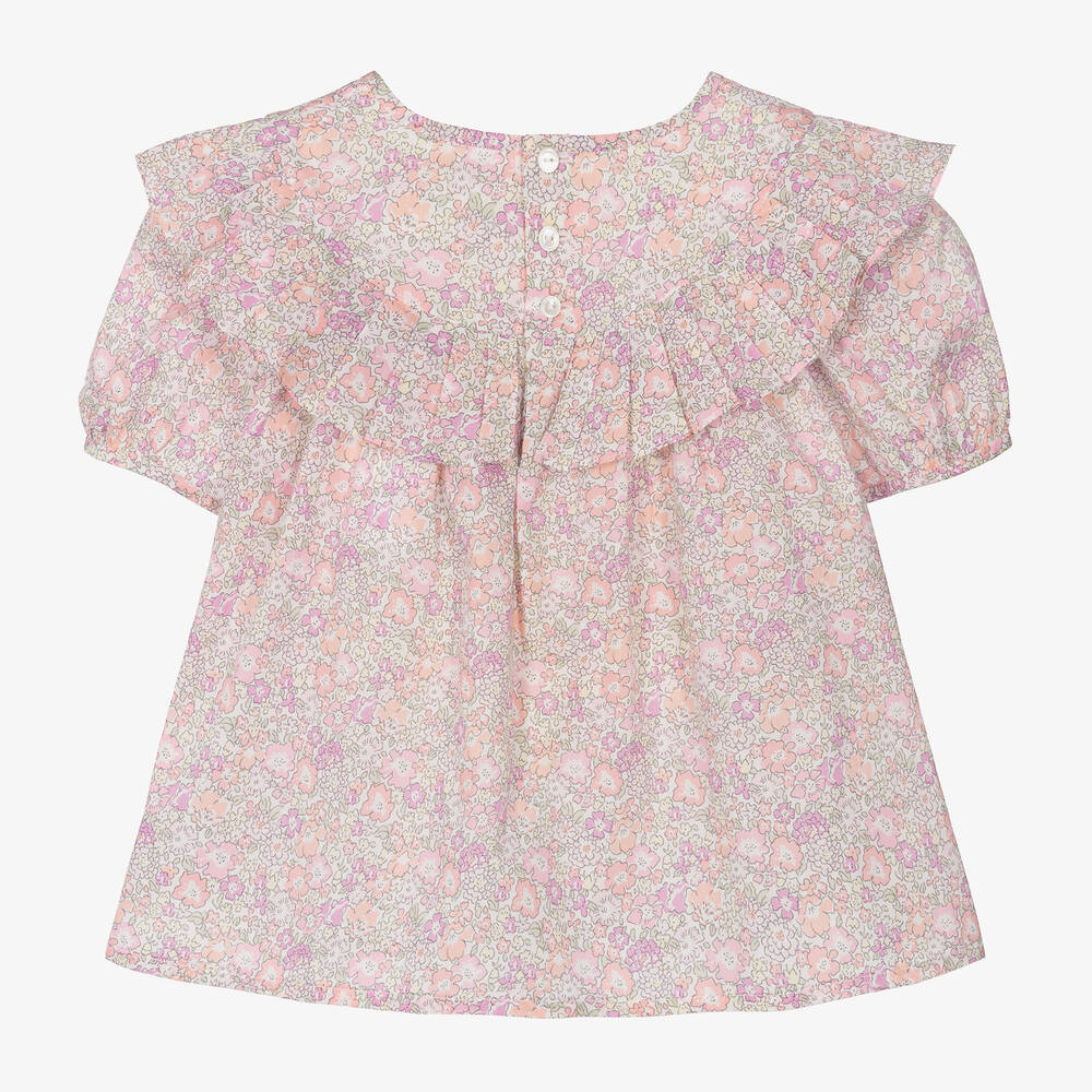 Bonpoint-Girls Pink Floral Cotton Blouse | Childrensalon Outlet