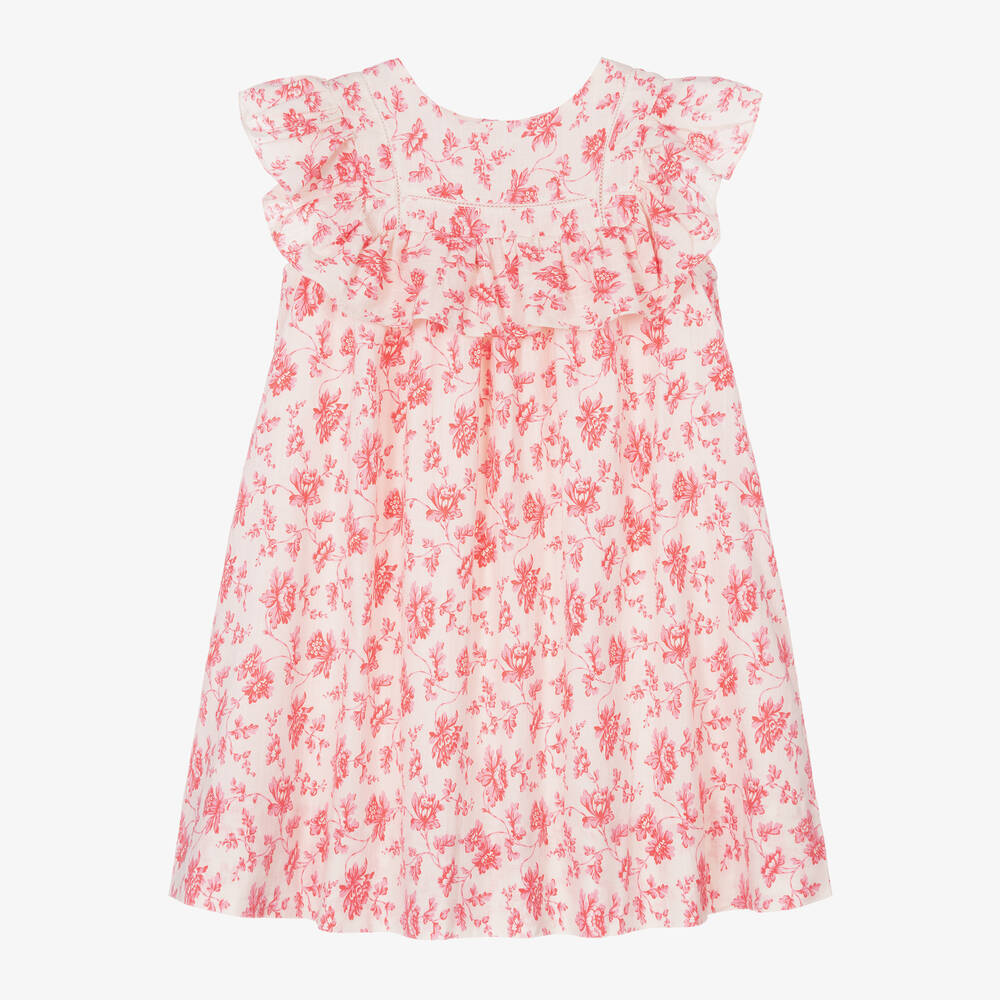 Bonpoint-Girls Pink Floral Cotton Dress | Childrensalon Outlet