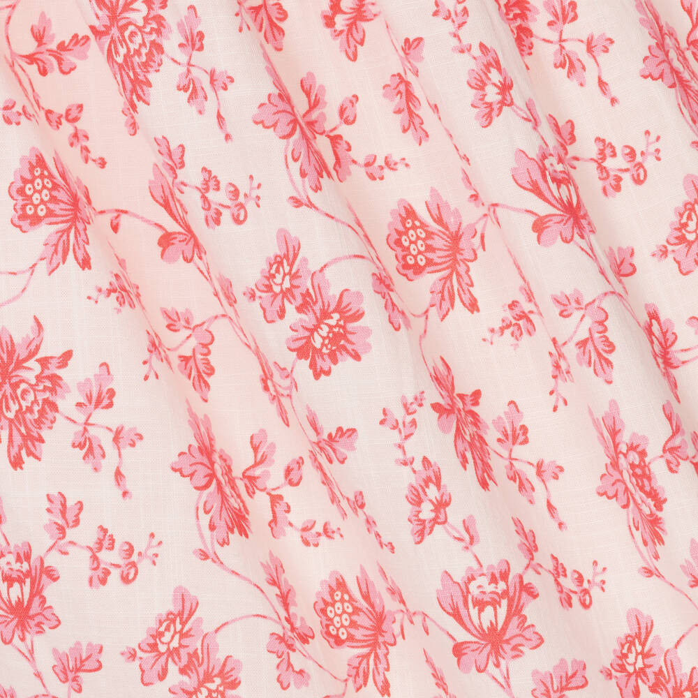 بونبوان-فستان بطبعة ورود قطن لون زهري وعاجي | Childrensalon Outlet