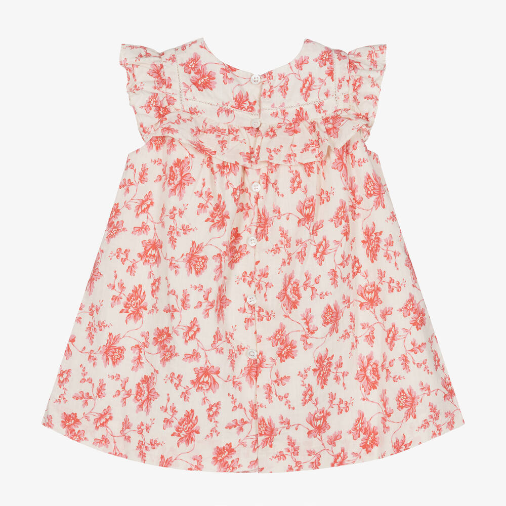 بونبوان-فستان أطفال بناتى بطبعة ورود لون زهرى وعاجى | Childrensalon Outlet