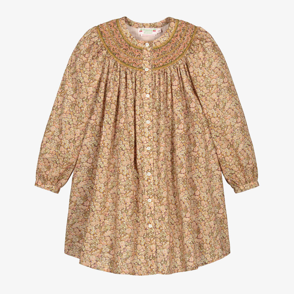 Bonpoint-Girls Pink Floral Cotton Dress | Childrensalon Outlet