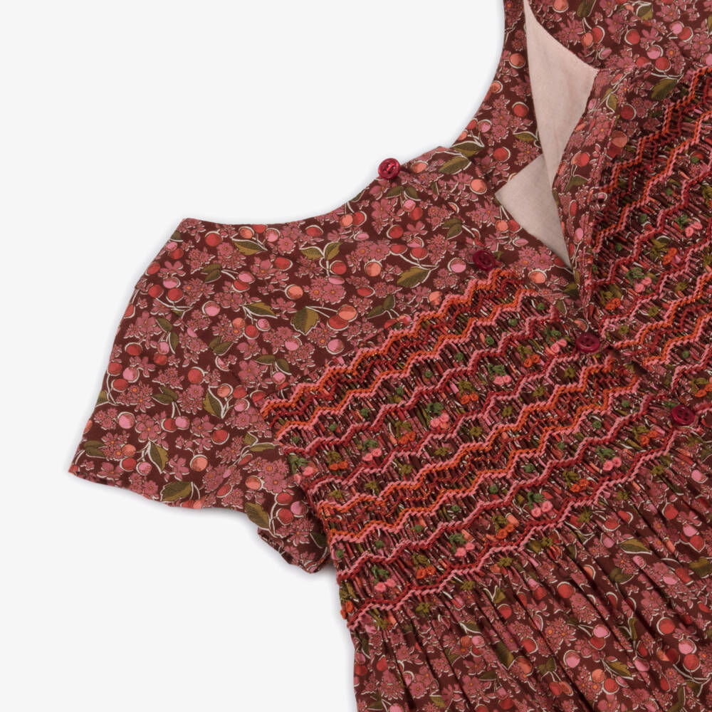 Bonpoint-Girls Pink Floral Smocked Dress | Childrensalon Outlet