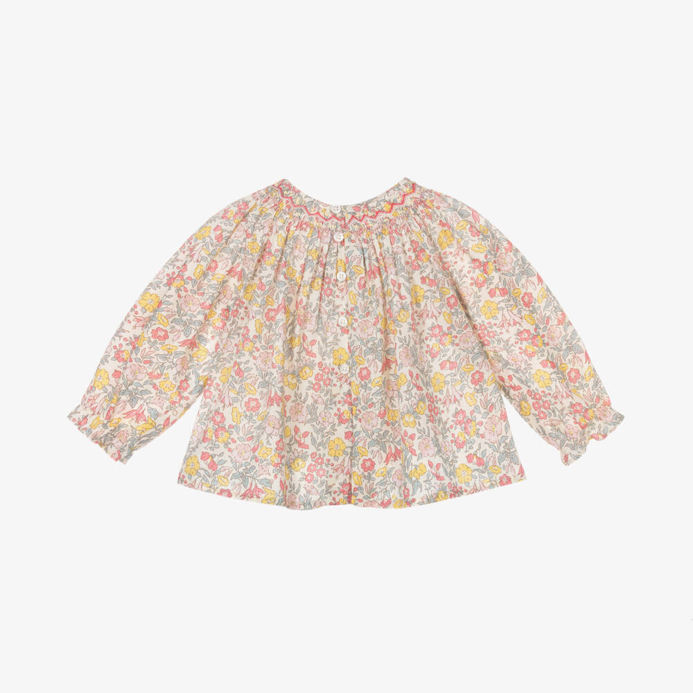 Bonpoint-Girls Pink Floral Smocked Top | Childrensalon Outlet