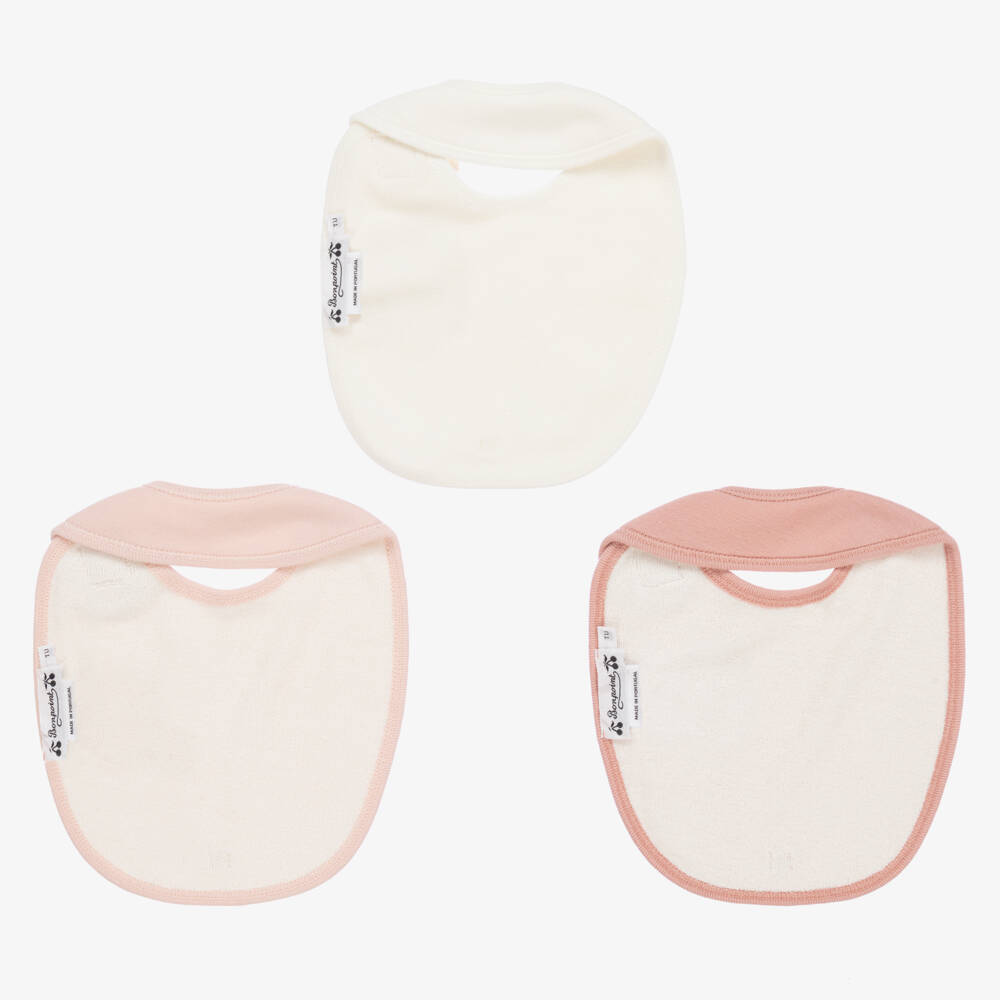 Bonpoint-Girls Pink & Ivory Cotton Bib Set | Childrensalon Outlet