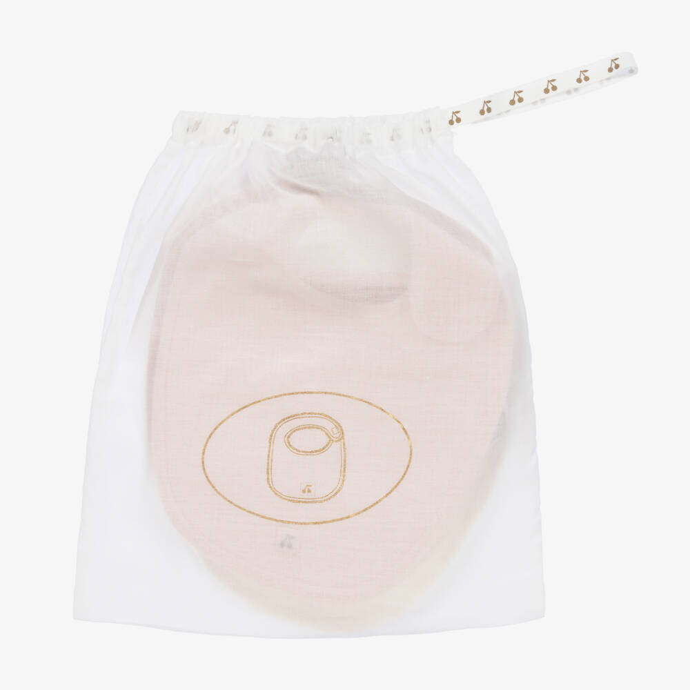 Bonpoint-Girls Pink & Ivory Cotton Bib Set | Childrensalon Outlet
