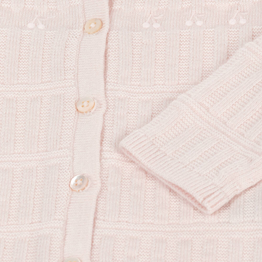 Bonpoint-Girls Pink Knit Wool Trousers Set | Childrensalon Outlet