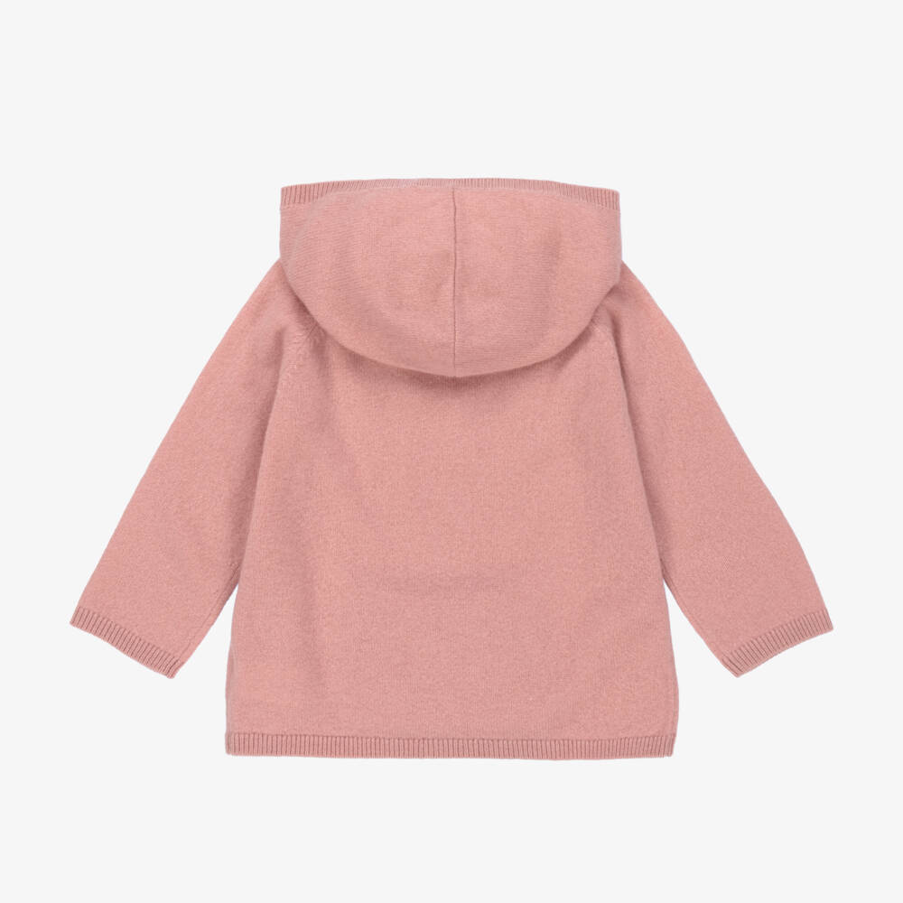 Bonpoint-Girls Pink Pure Cashmere Hooded Sweater | Childrensalon Outlet