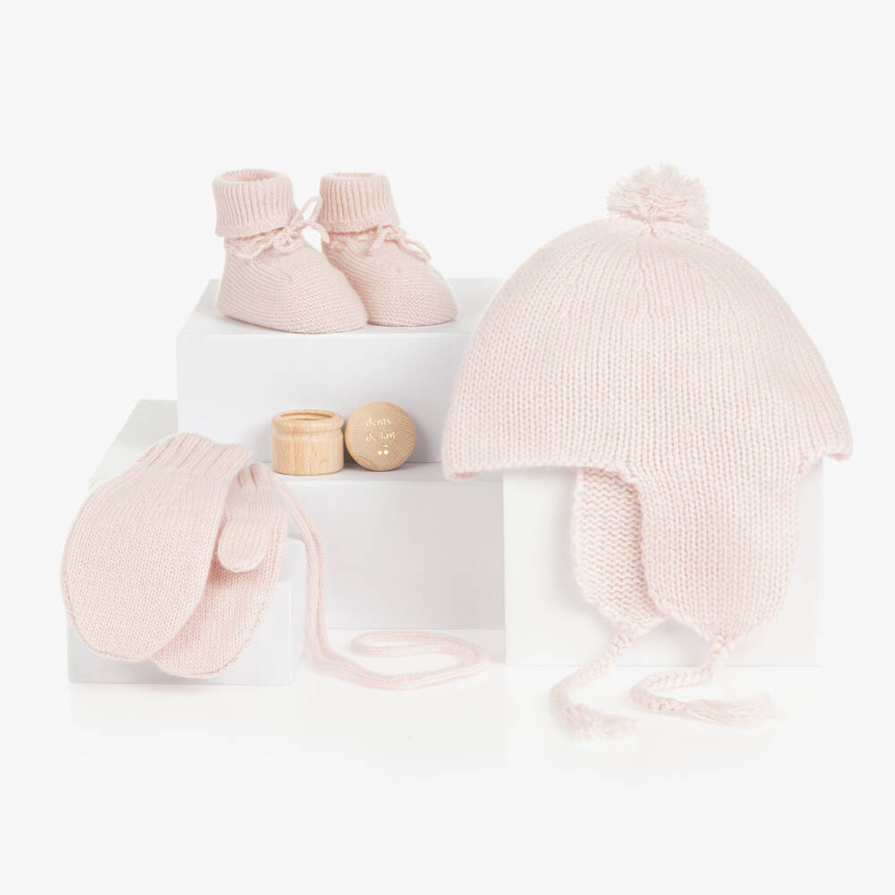 Bonpoint-Girls Pink Pure Cashmere Knit Set | Childrensalon Outlet