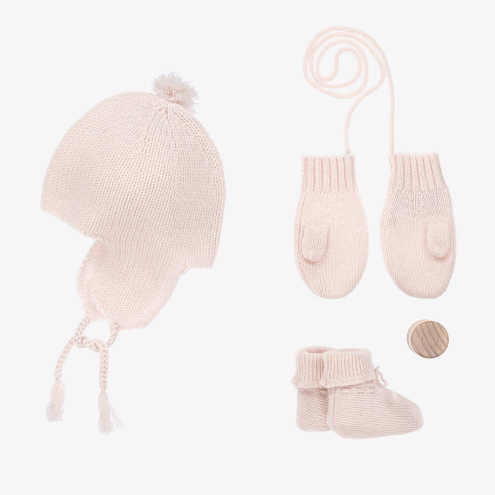 Bonpoint-Girls Pink Pure Cashmere Knit Set | Childrensalon Outlet