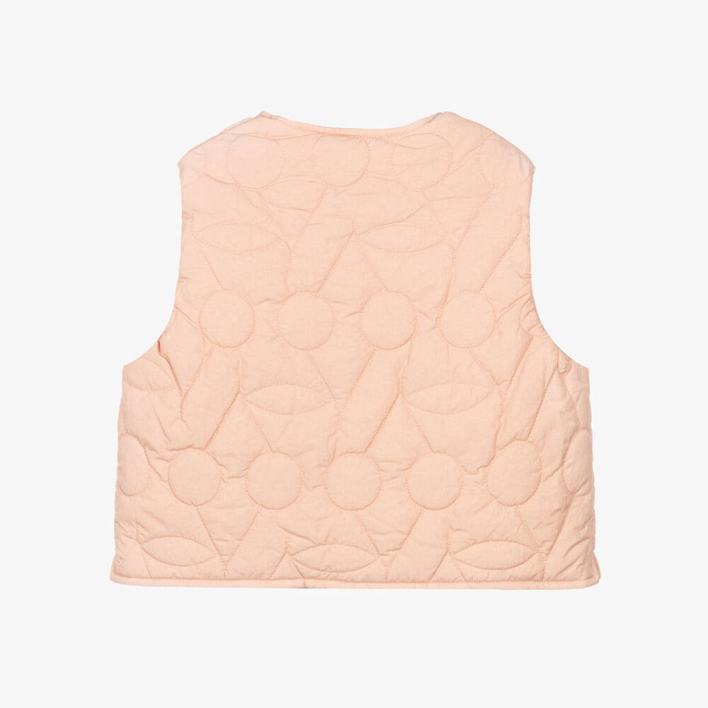 Bonpoint-Girls Pink Quilted Cherry Logo Gilet | Childrensalon Outlet
