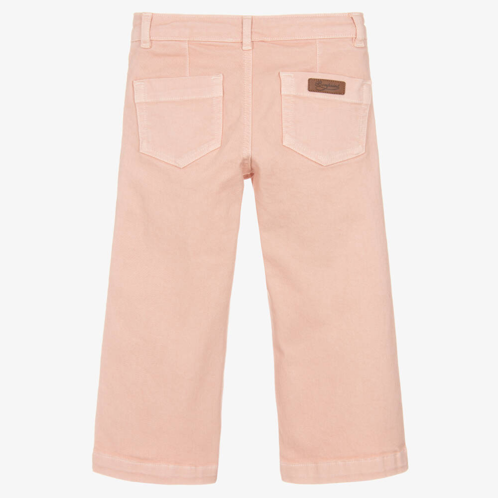 Bonpoint-Girls Pink Wide Leg Denim Jeans | Childrensalon Outlet
