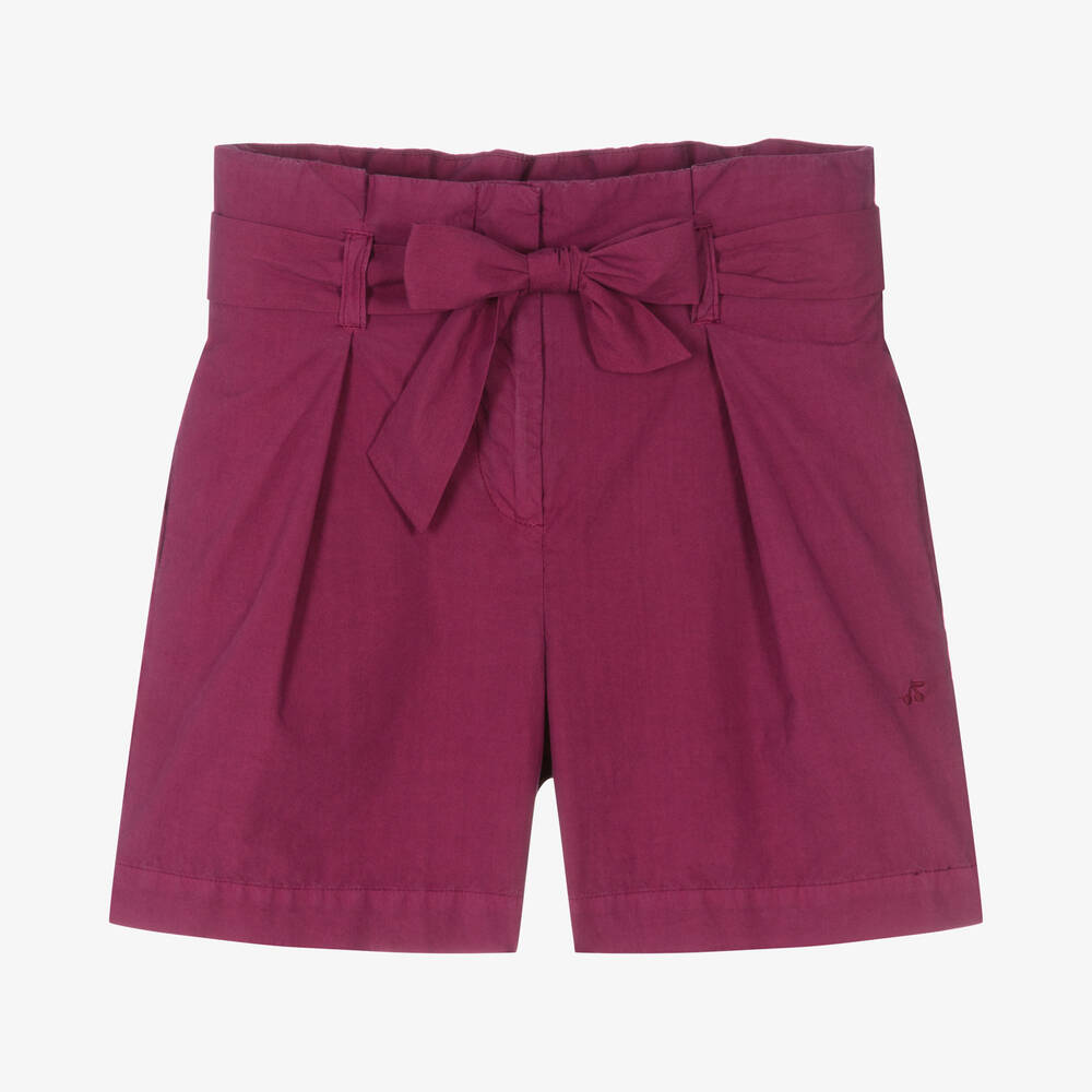 Bonpoint-Girls Purple Cotton Poplin Shorts | Childrensalon Outlet