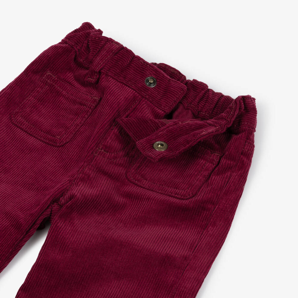 Bonpoint-Girls Red Burgundy Corduroy Trousers | Childrensalon Outlet