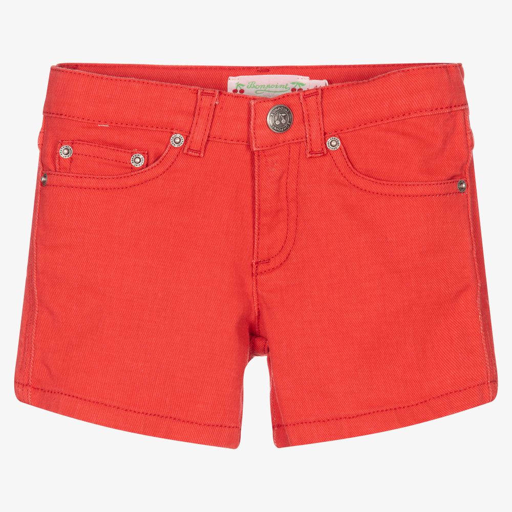 Girls red jean shorts 2025