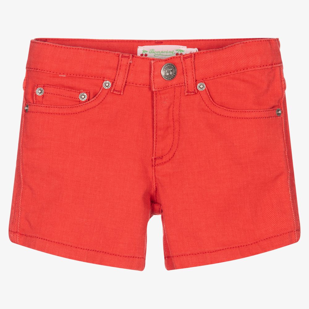 Bonpoint - Short rouge en denim Fille | Childrensalon