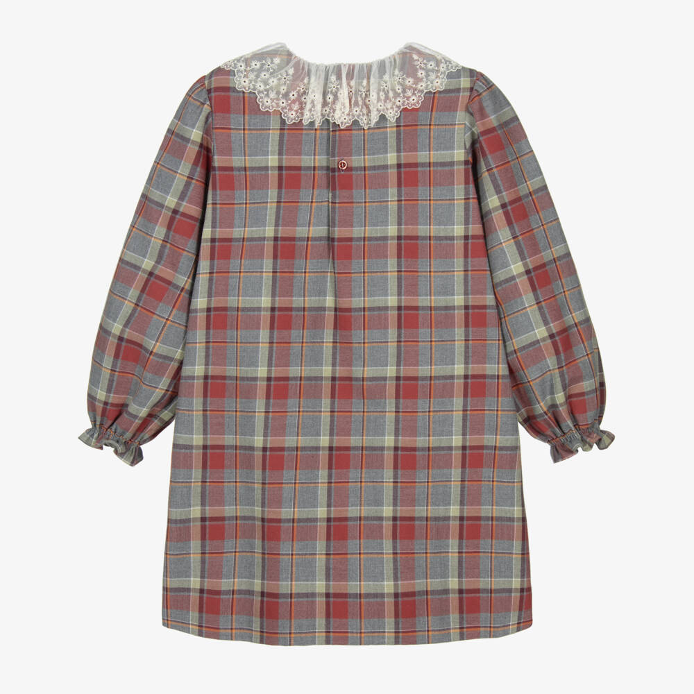 Bonpoint-فستان قطني بنقشة الترتان للبنات مع دانتيل | Childrensalon Outlet