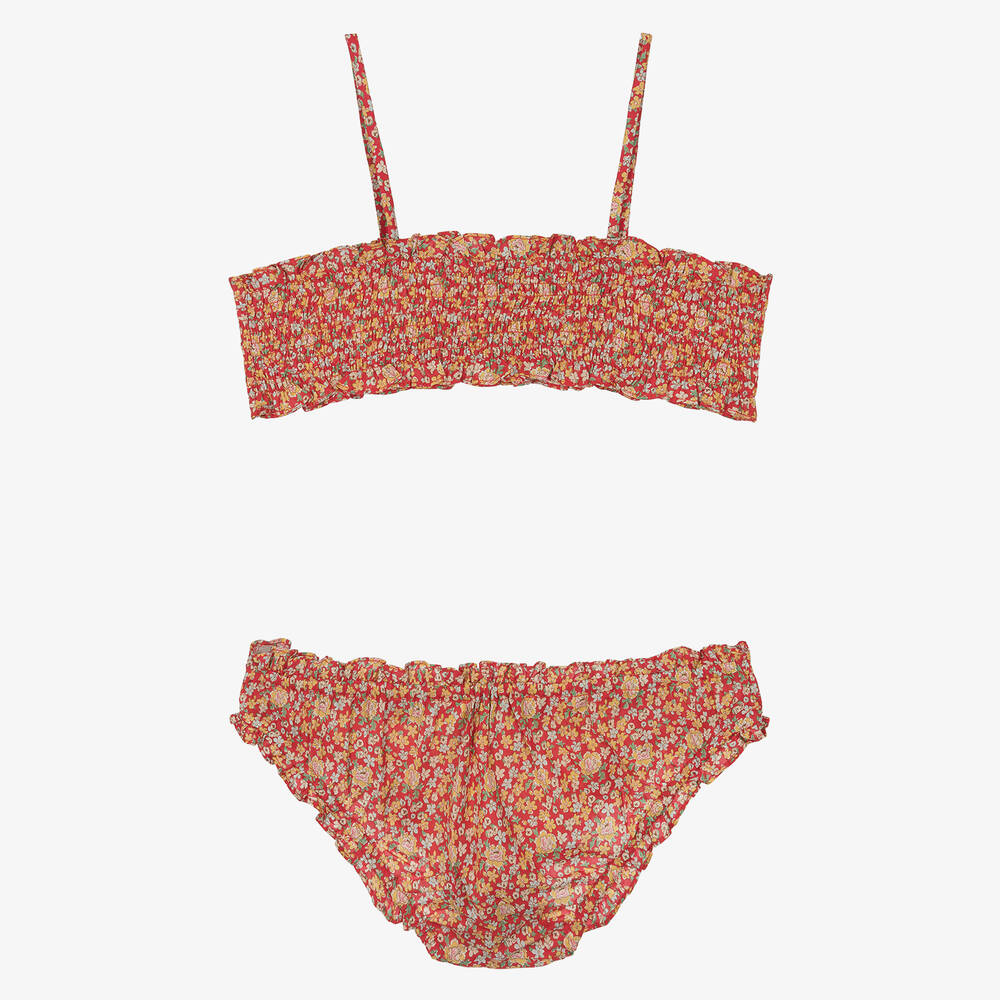 Bonpoint-بيكيني بنقشة ليبرتي لون أحمر للبنات | Childrensalon Outlet