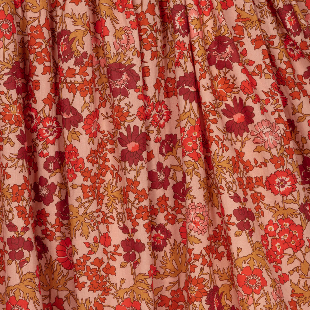Bonpoint-Girls Red & Orange Cotton Floral Liberty Fabric Dress | Childrensalon Outlet