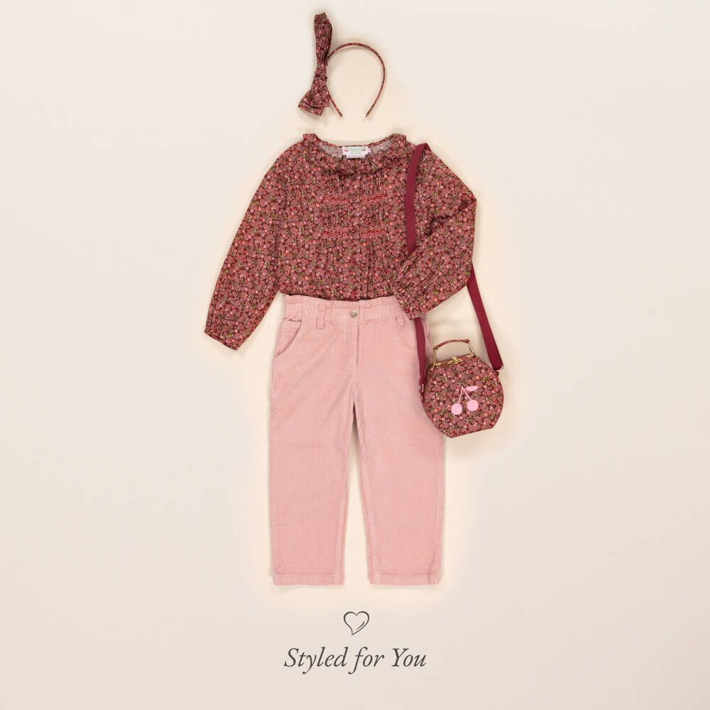 Bonpoint-Girls Red & Pink Cherry Print Bow Hairband | Childrensalon Outlet