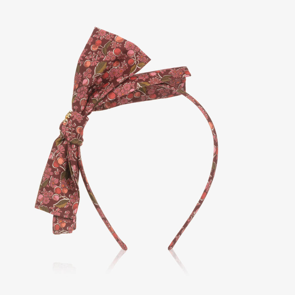 Bonpoint-Girls Red & Pink Cherry Print Bow Hairband | Childrensalon Outlet