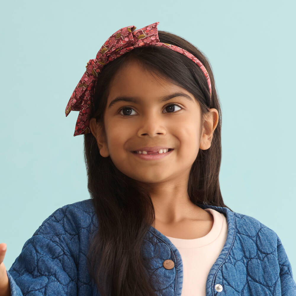 Bonpoint-Girls Red & Pink Cherry Print Bow Hairband | Childrensalon Outlet