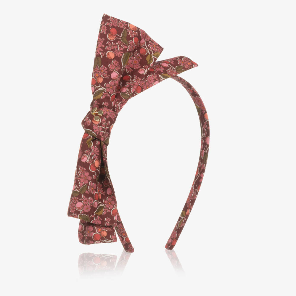 Bonpoint-Girls Red & Pink Cherry Print Bow Hairband | Childrensalon Outlet