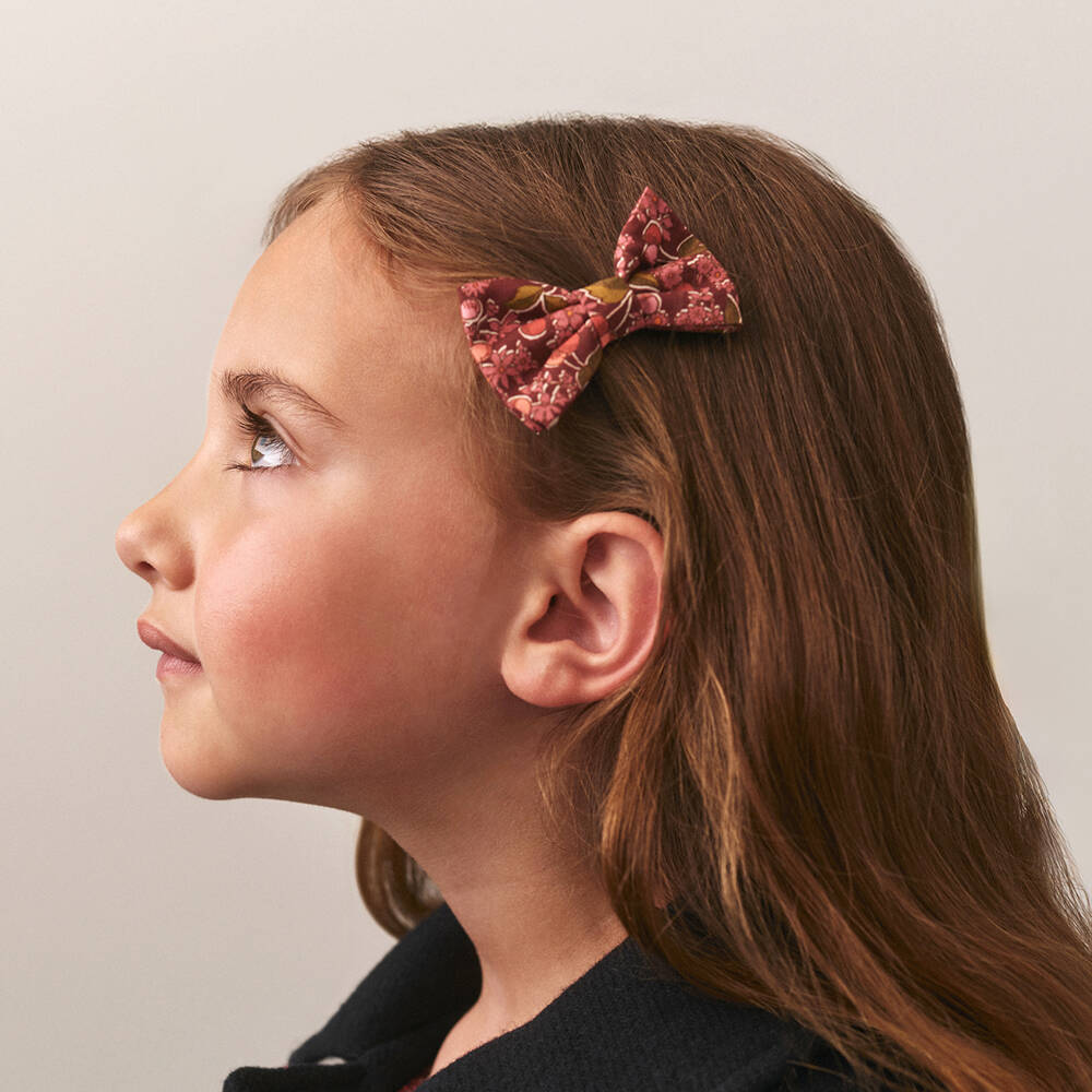 Bonpoint-Girls Red & Pink Cherry Print Hair Clips (2 Pack) | Childrensalon Outlet