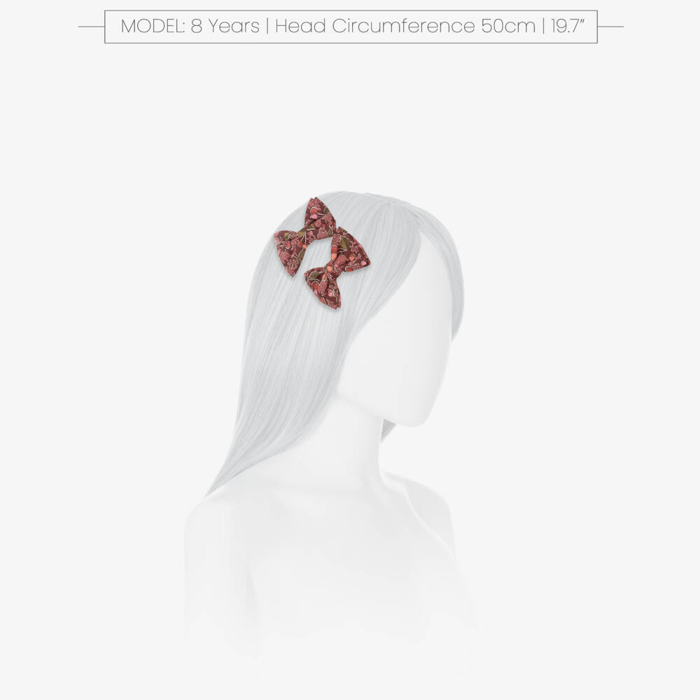 Bonpoint-Girls Red & Pink Cherry Print Hair Clips (2 Pack) | Childrensalon Outlet