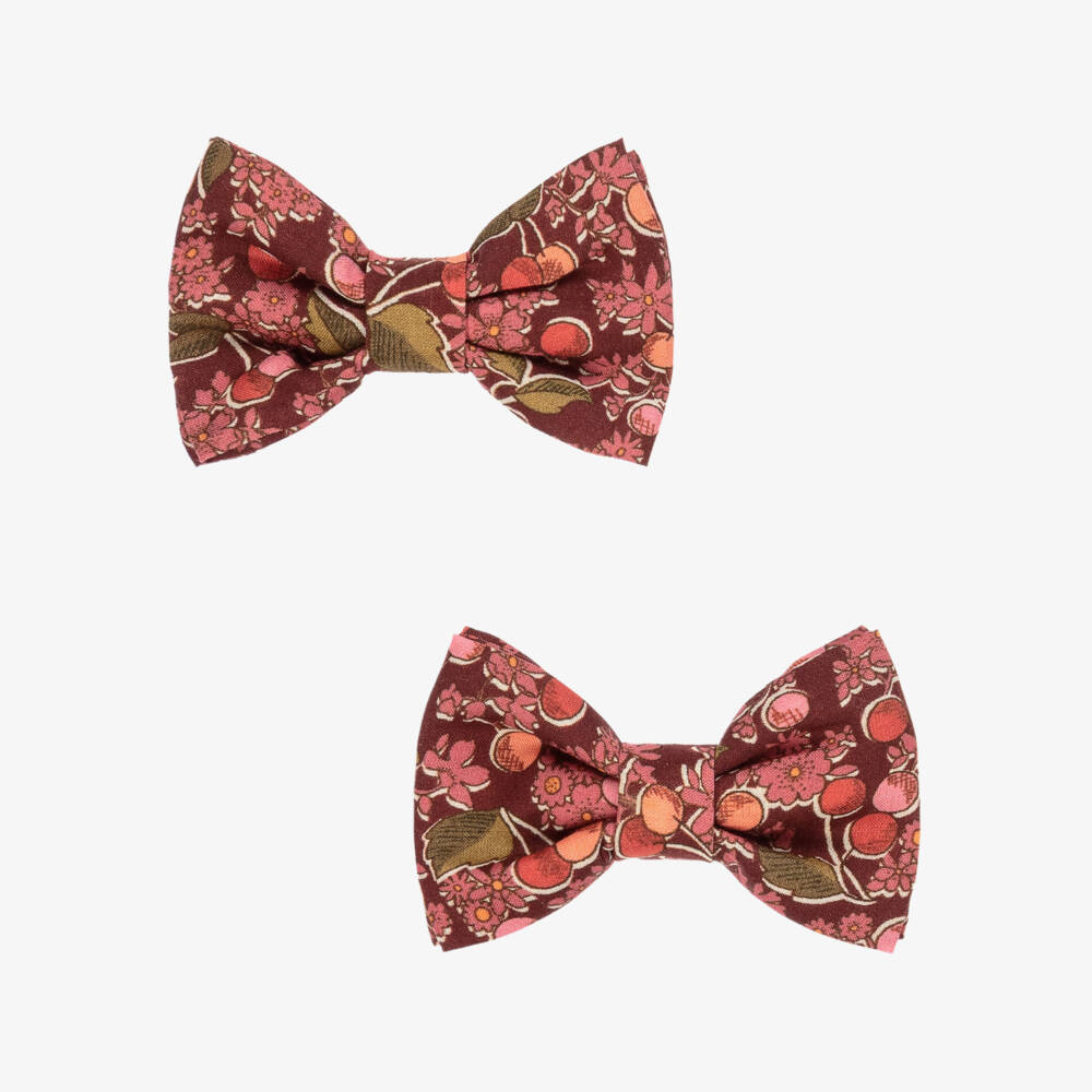 Bonpoint-Girls Red & Pink Cherry Print Hair Clips (2 Pack) | Childrensalon Outlet