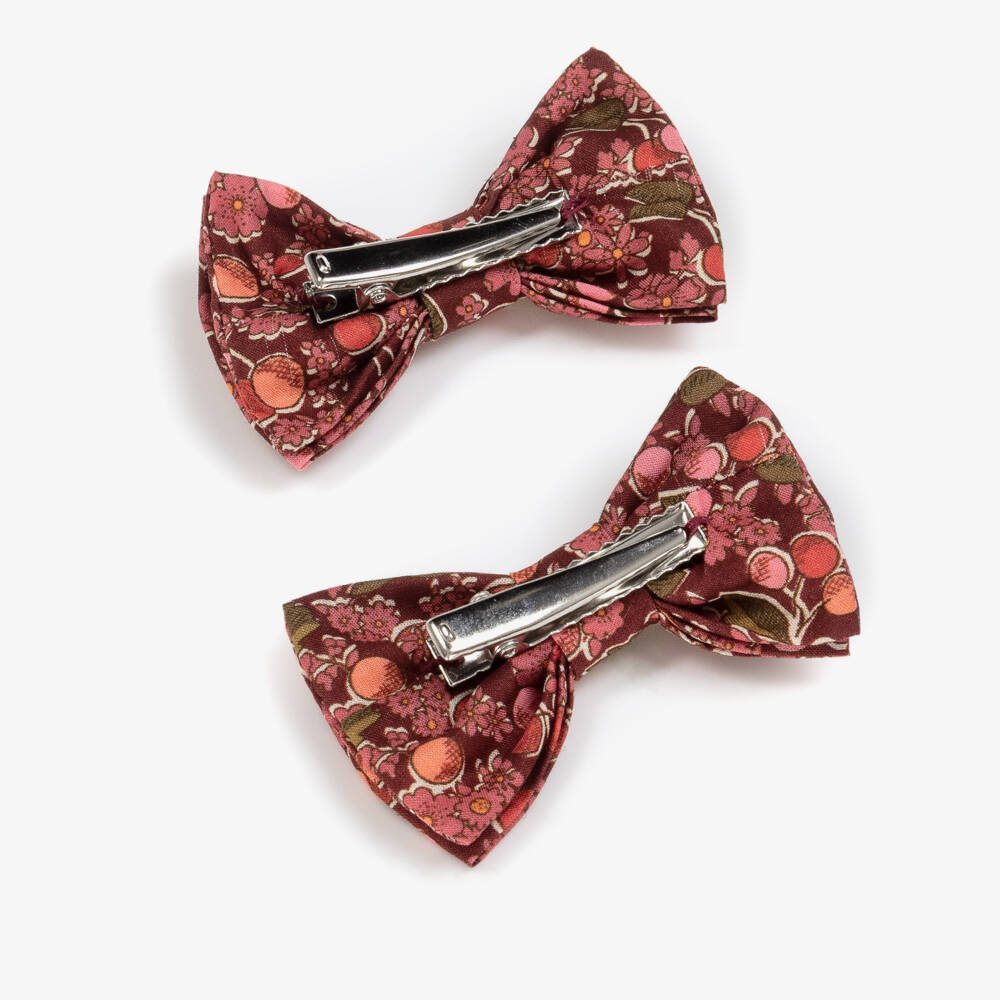 Bonpoint-Girls Red & Pink Cherry Print Hair Clips (2 Pack) | Childrensalon Outlet