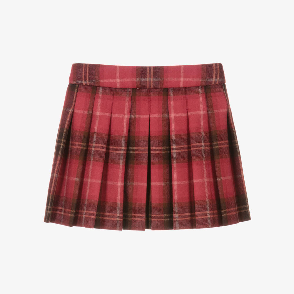 Bonpoint-تنورة صوفية حمراء بنقشة المربعات للبنات | Childrensalon Outlet