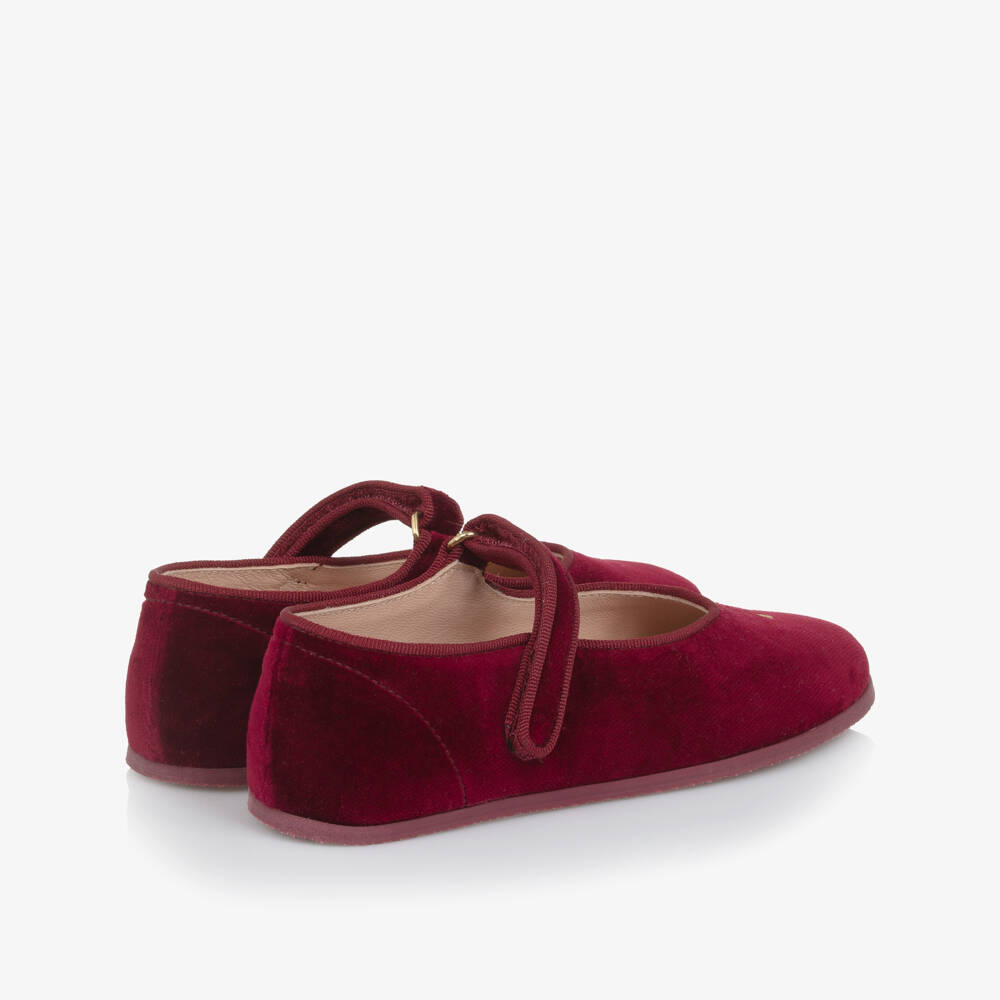 Bonpoint-Girls Red Velvet Cherry Pumps | Childrensalon Outlet
