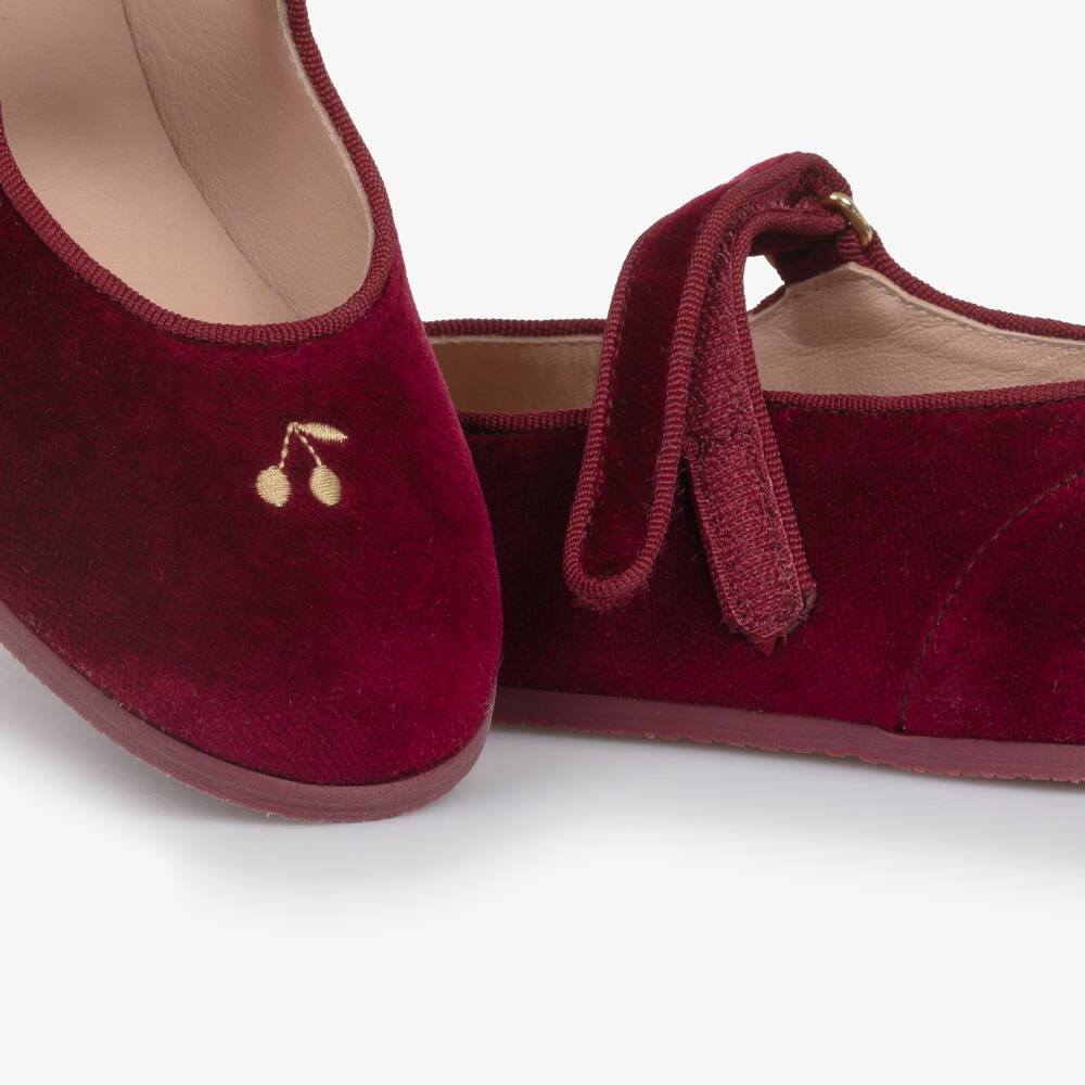 Bonpoint-Girls Red Velvet Cherry Pumps | Childrensalon Outlet