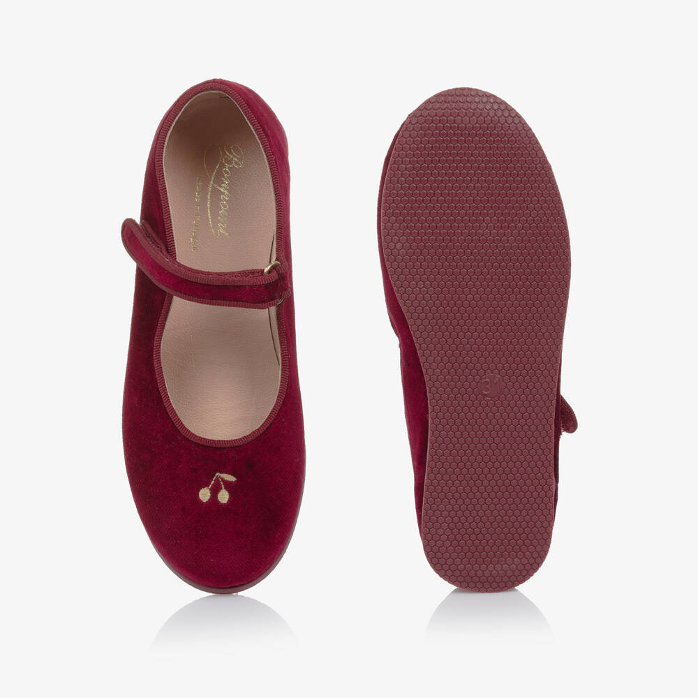 Bonpoint-Girls Red Velvet Cherry Pumps | Childrensalon Outlet