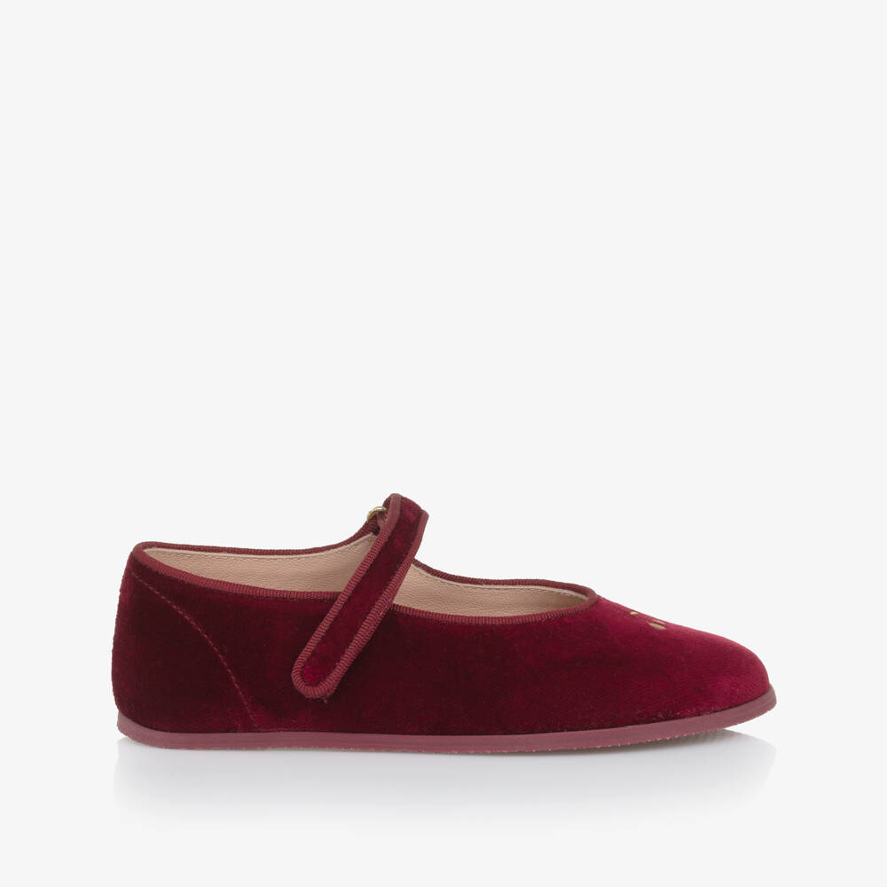 Bonpoint-Girls Red Velvet Cherry Pumps | Childrensalon Outlet