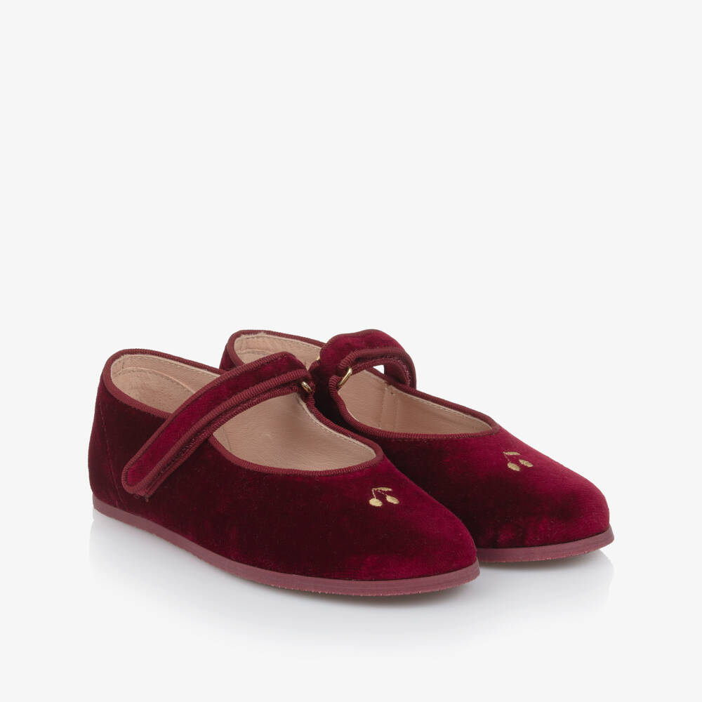 Bonpoint-Girls Red Velvet Cherry Pumps | Childrensalon Outlet