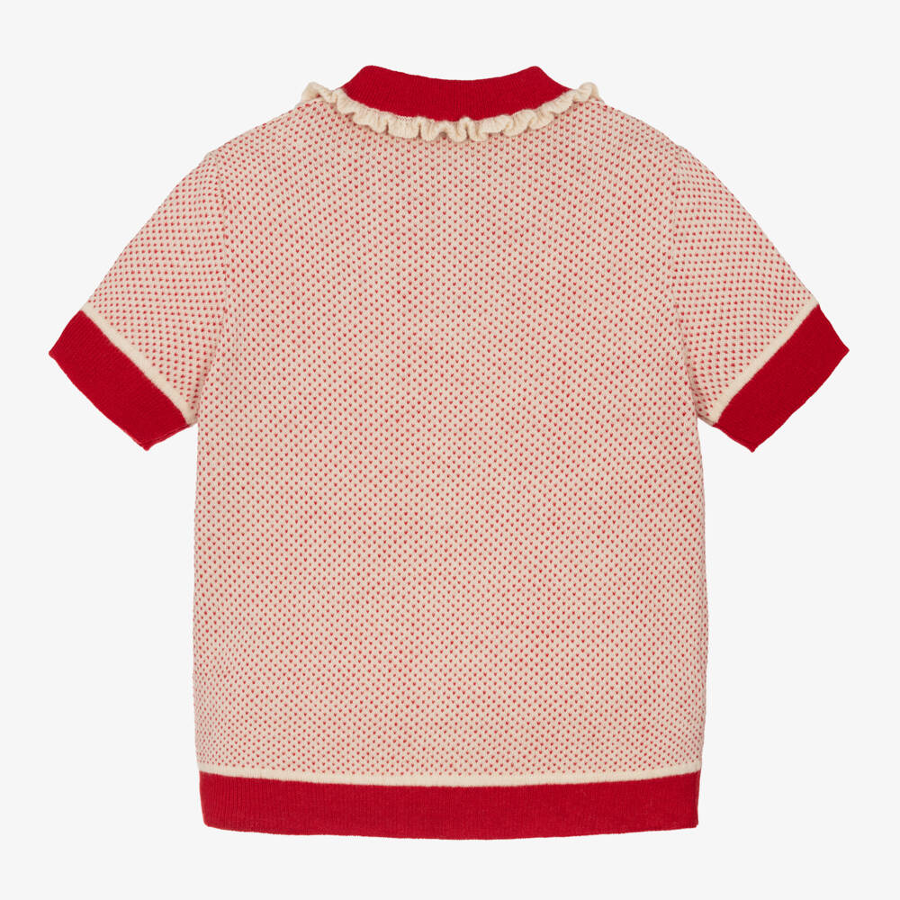 Bonpoint-Girls Red Wool Blend Polo Top | Childrensalon Outlet