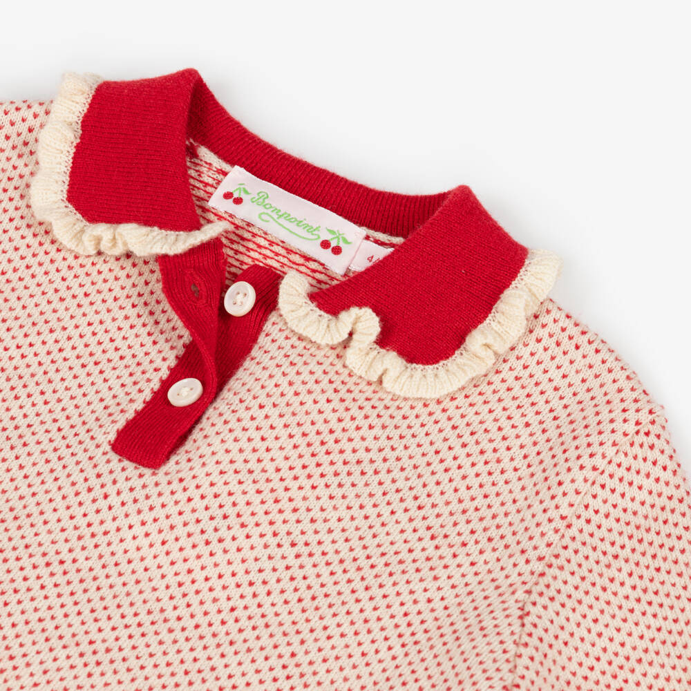 Bonpoint-Girls Red Wool Blend Polo Top | Childrensalon Outlet