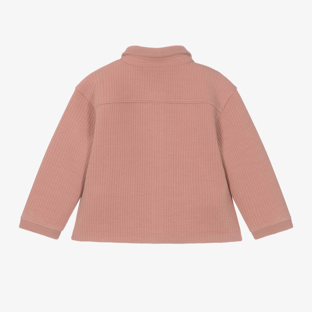 Bonpoint-Girls Ribbed Pink Jersey Coat | Childrensalon Outlet