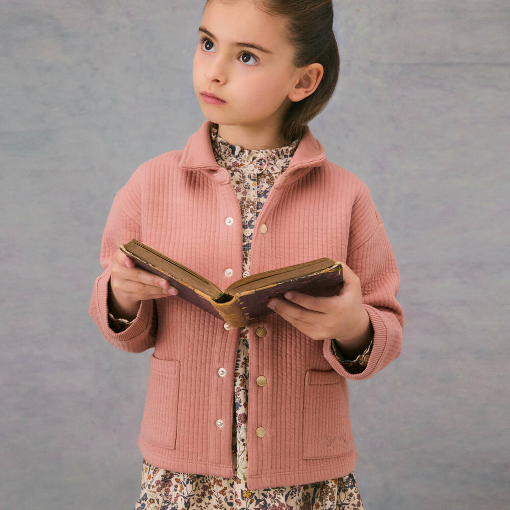 Bonpoint-Girls Ribbed Pink Jersey Coat | Childrensalon Outlet