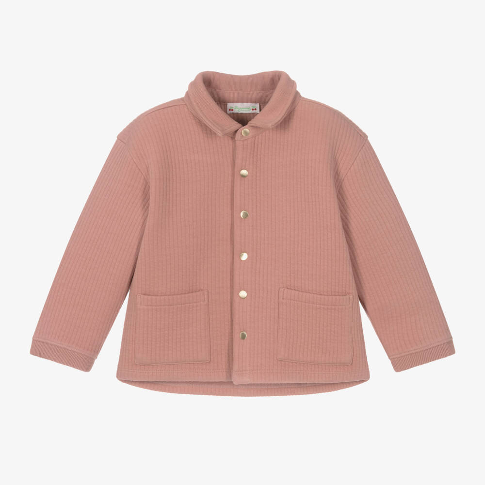 Bonpoint-Girls Ribbed Pink Jersey Coat | Childrensalon Outlet