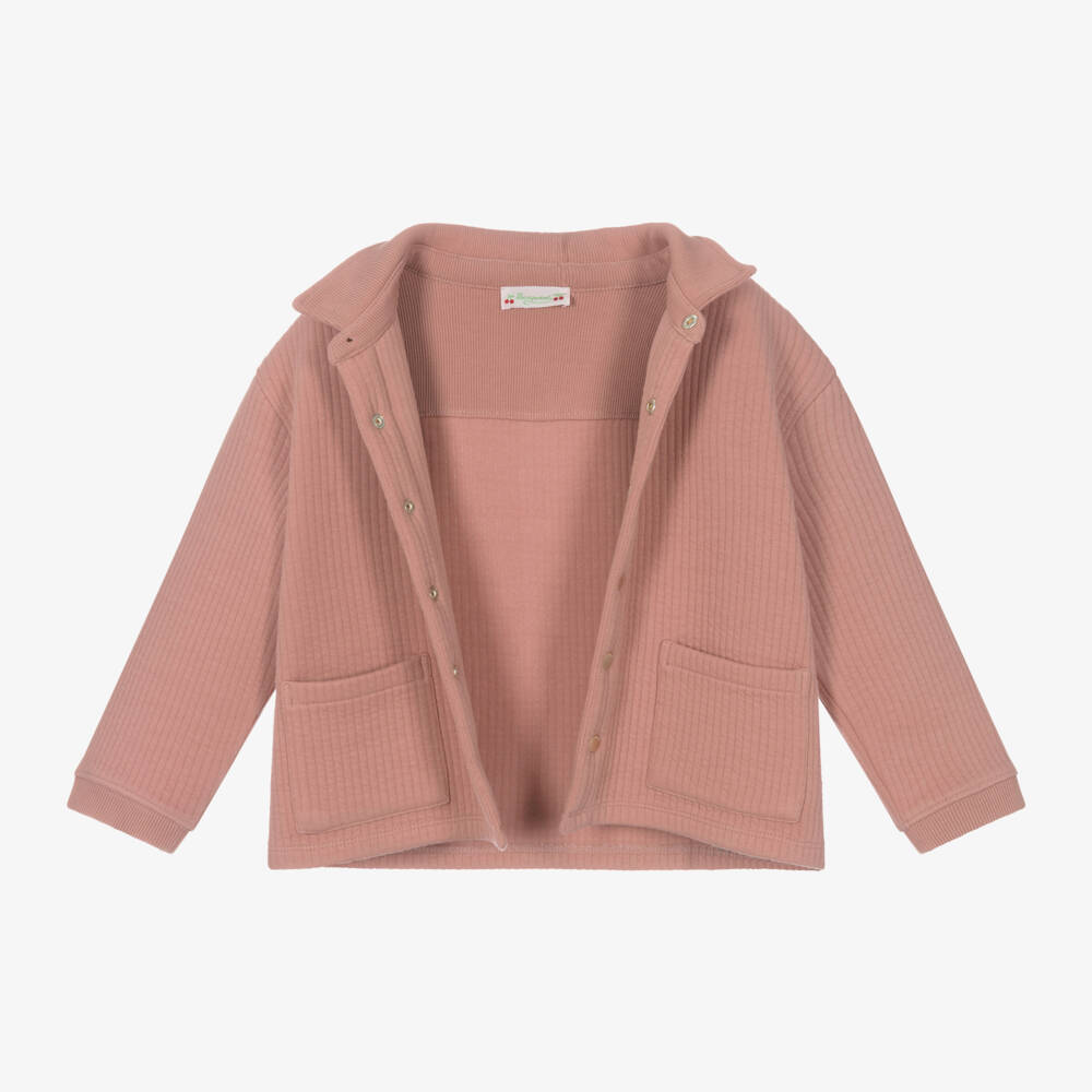 Bonpoint-Girls Ribbed Pink Jersey Coat | Childrensalon Outlet