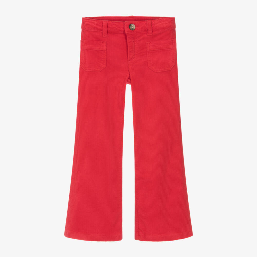 Bonpoint-Girls Scarlet Corduroy Flare Trousers | Childrensalon Outlet
