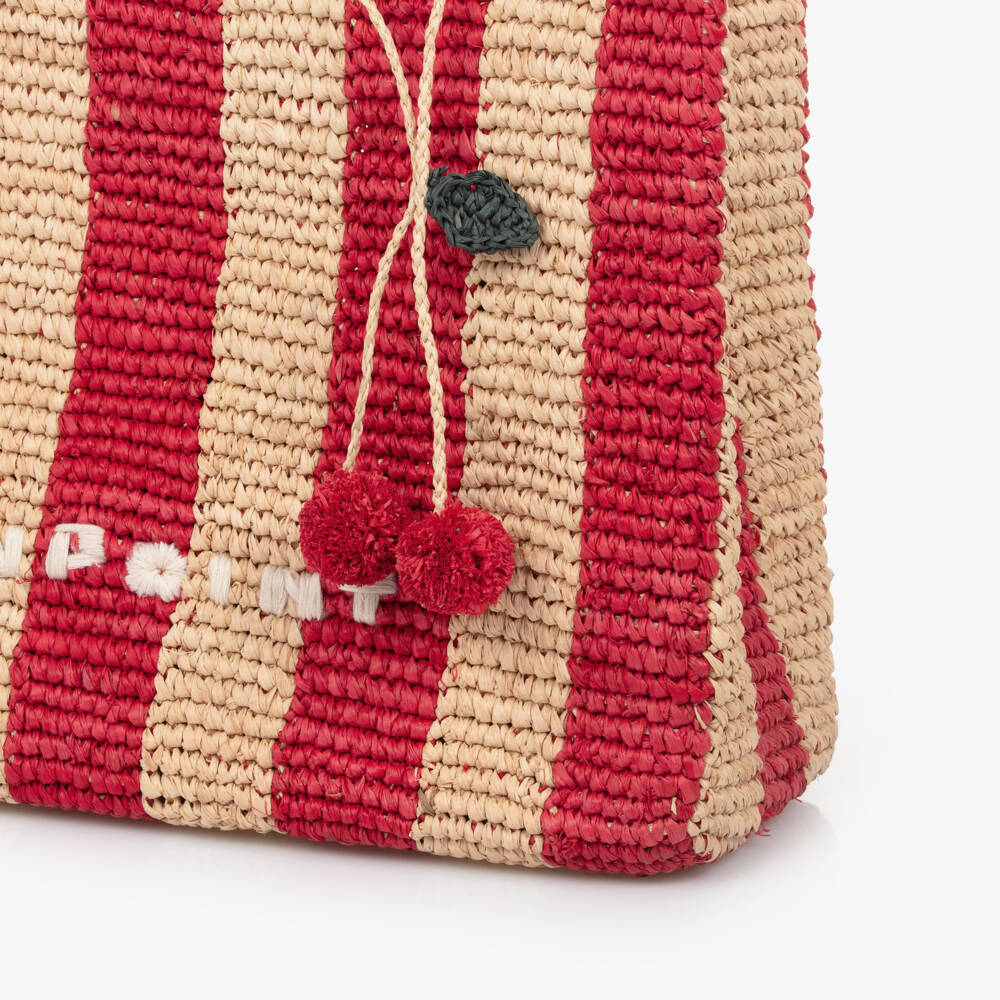 Bonpoint-Girls Scarlet Stripe Raffia Tote | Childrensalon Outlet