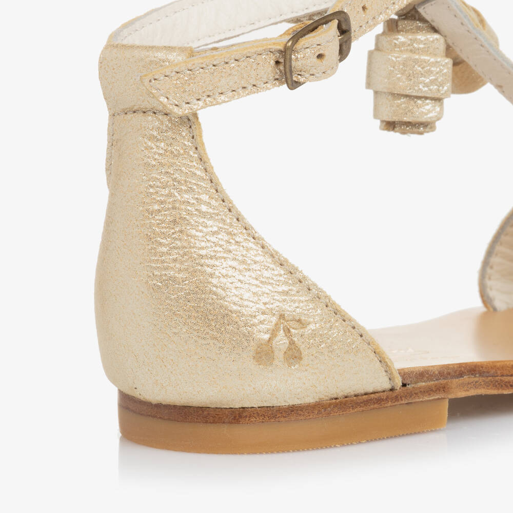 Bonpoint-Girls Shimmering Gold T-Bar Sandals | Childrensalon Outlet