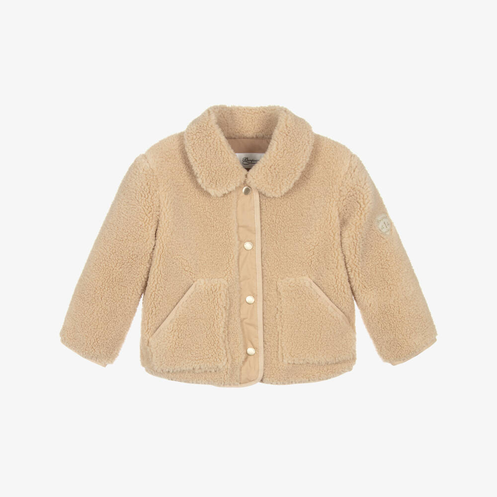 Bonpoint-Girls Short Sherpa Coat in Beige | Childrensalon Outlet